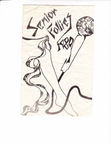 Program cover from Senior Follies 1980
MCs - Mr. Allen & Bill Hicks (drawing by Julie Jumper)